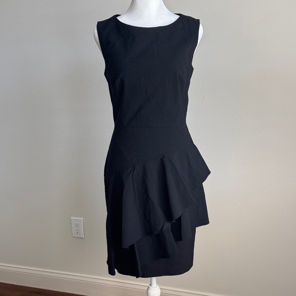 Banana Republic Black Asymmetrical Ruffle Dress